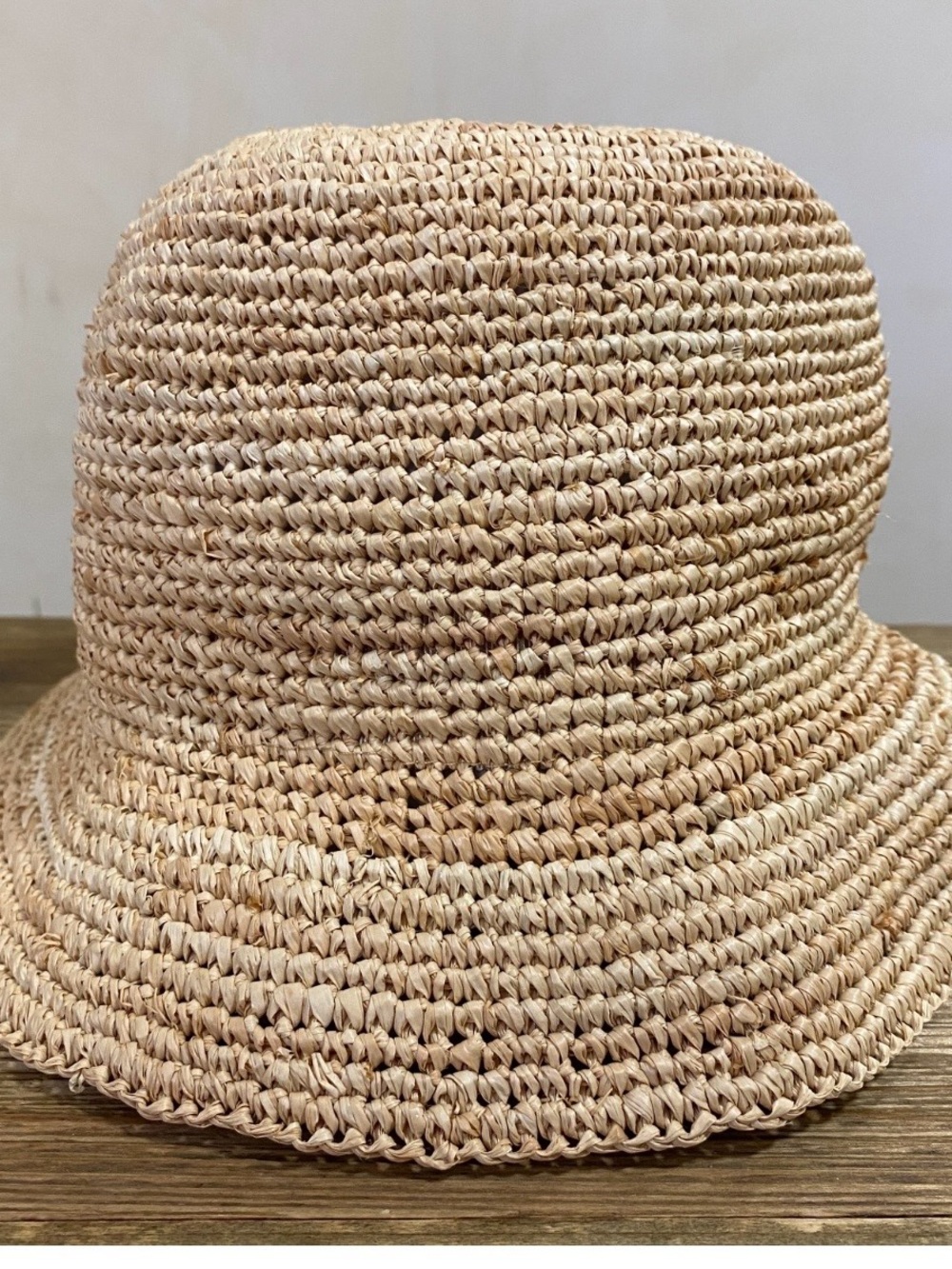 Zara Beige Straw Crochet Bucket Hat